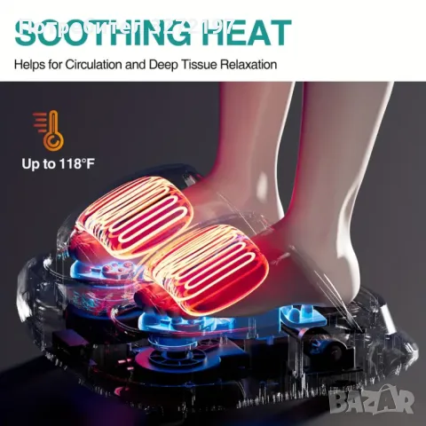 2024 Смарт Шиацу Масажор за Крака с Дълбоко Месене и Топлина с дистанционно управление, снимка 7 - Масажори - 48088745