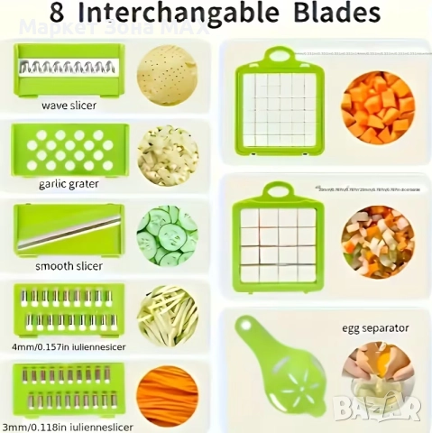 16-в-1 Прецизен Многофункционален Кухненски Чопър с Контейнер и Ножове, снимка 2 - Чопъри и пасатори - 52891042