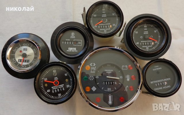 Ретро мото часовници 12-24V за измерване на времето на работа на машината нови и употребявани VDO, снимка 1