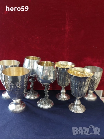 Три двойки маркови Сребърни чаши за вода или бира,вместимост 330 мл.Сребро 800 сребърна кана