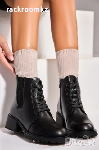 Дамски боти в спортно елегантен стил с връзки и цип модел: 1088-6 black, снимка 2 - Дамски боти - 47706654