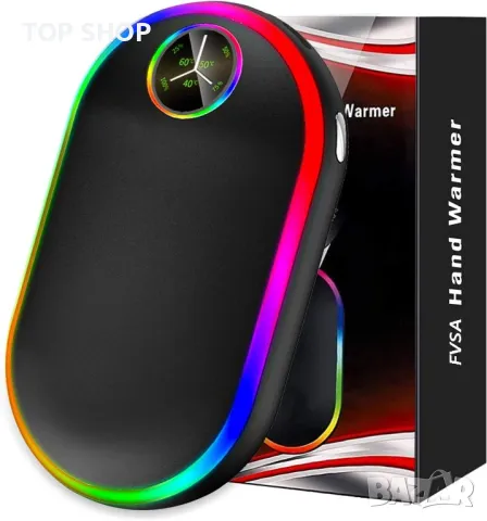 FVSA акумулаторен нагревател за ръце,7 променящи се цвята, 10000mAh, (13-18 часа), преносим USB за м
