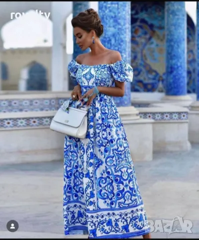 Ефирни сини дълги рокли, снимка 2 - Рокли - 50349074