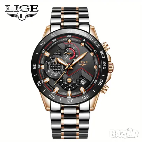 Мъжки спортно/елегантни кварцови хронографи LIGE *Blue/Black* Titanium !, снимка 14 - Мъжки - 49547677