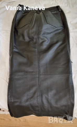  Кожена пола. Естествена кожа. Нова. Размер М, Л.Дължина 80 см. Два странични ципа ., снимка 5 - Поли - 47400403