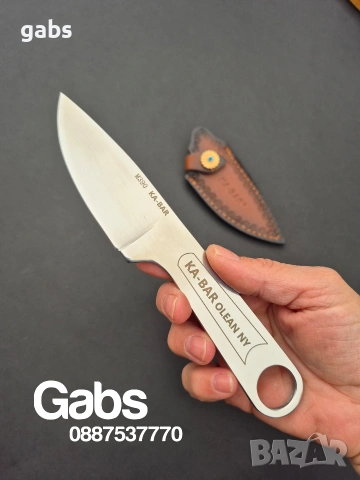 Нож KA BAR OLEAN NY ,фултанг с кожена кания, снимка 6 - Ножове - 53402353