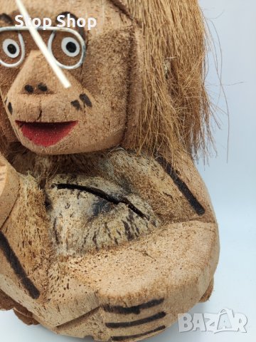 Голяма кокосова касичка за пари,стотинки , снимка 4 - Статуетки - 37788501