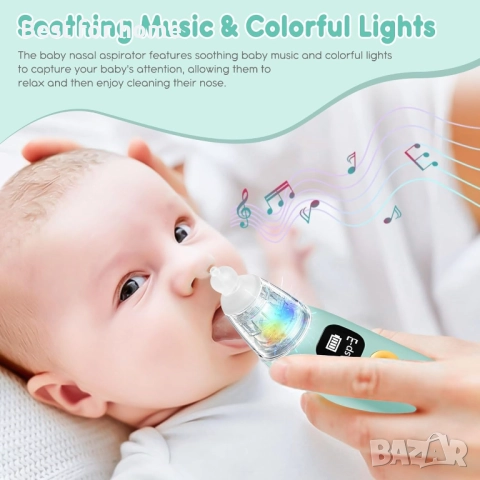 FACAIO Назален аспиратор с 3 накрайника, музикална, светлинна  функция, снимка 3 - Други - 51856378