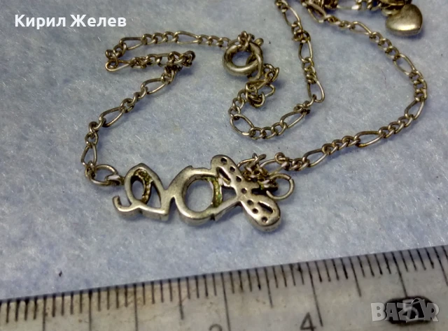 LOVE Стара РОМАНТИЧНА ПОСРЕБРЕНА ГРИВНА За ГЛЕЗЕН КАРТИЕ ПЛЕТКА от БЛАГОРОДНА СТОМАНА сЦИРКОНИ 26910, снимка 10 - Гривни - 50528694