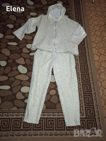 Спортно елегантен италиански комплект, със златни нишки,шампанско, снимка 2 - Комплекти - 49539094