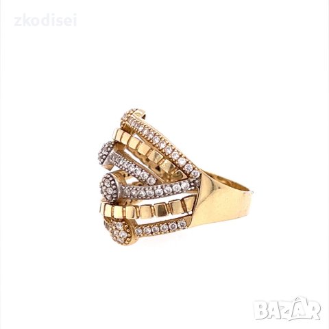Златен дамски пръстен 4,52гр. размер:55 14кр. проба:585 модел:21616-5, снимка 2 - Пръстени - 43945025