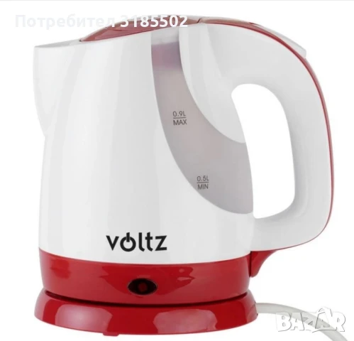 Електрическа кана Voltz Premium, 1300W,  0.9л., бяло/черно, бяло/червено, 2 ГОДИНИ ГАРАНЦИЯ, снимка 3 - Кани - 51219506
