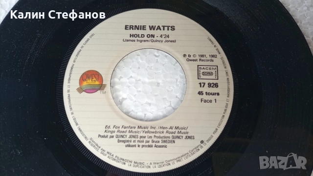 Малка грамофонна плоча, 7 инча, 17.78 см, FRNIE WATTS 1-hold on 2-gigolo, френска преса, снимка 4 - Грамофонни плочи - 51603057