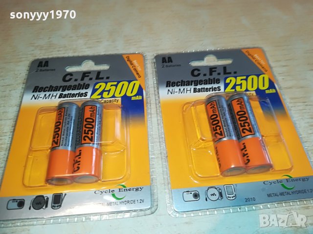 C.F.L.2500MAH NI-MH 2 КОМПЛЕКТА БАТЕРИИ-4БР ВНОС-GERMANY, снимка 3 - Батерии, зарядни - 28363575