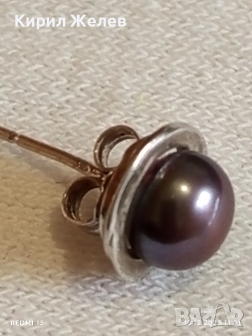 Класически модел сребърна обеца с култивирана перла винтидж стил 43085, снимка 5 - Обеци - 52719102
