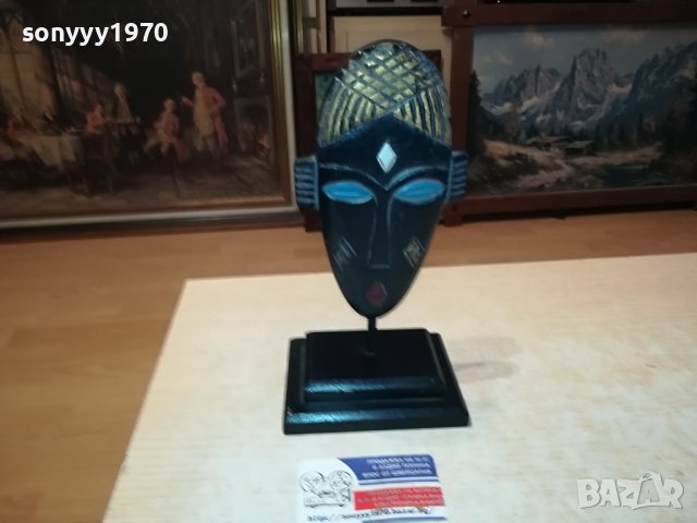 ДЪРВЕНА МАСКА НА СТОЙКА ОТ ФРАНЦИЯ 0312231002, снимка 4 - Антикварни и старинни предмети - 43249915