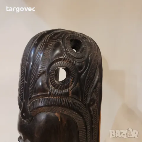 Масивна абаносова африканска фигура статуетка маска, снимка 5 - Антикварни и старинни предмети - 47680663
