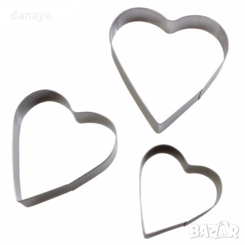 1281 Комплект метални форми за сладки сърца резци за тесто сърце 3 броя, снимка 3 - Форми - 27184068