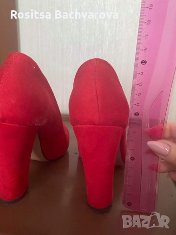Червени обувки на ток, 37 номер, снимка 4 - Дамски елегантни обувки - 32578108