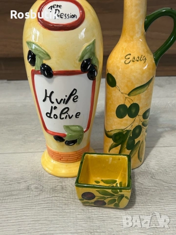 Италиански Керамичен  комплект за зехтин и маслини 