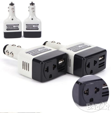 Power Converter Inverter 12/24V DC към 220V AC USB Мощно Универсално Зарядно за Автомобилна Запалка