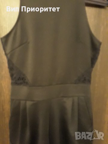 Къс панталон с горна част с гол гръб- официално елегантен сексапилен черно трико с дантелен елемент, снимка 4 - Къси панталони и бермуди - 37247152