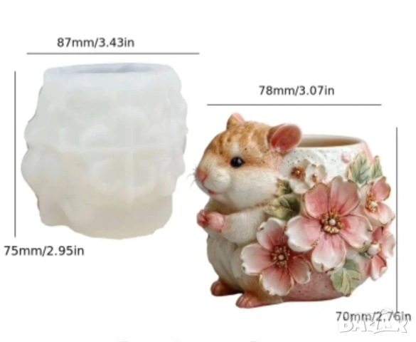 Силиконов молд кашпа хамстер , снимка 4 - Форми - 52325637