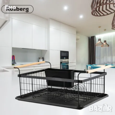 Сушилник за съдове - Rosberg, Черен, 1 ниво, 44x32x20см., снимка 5 - Сушилници - 48448840