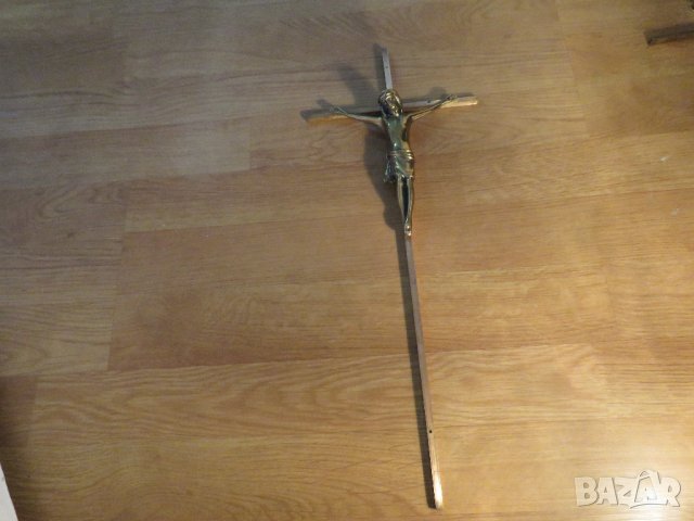 Голям Стар бронзов кръст разпятие Христово, Исус Христос-  45 х 18 см 