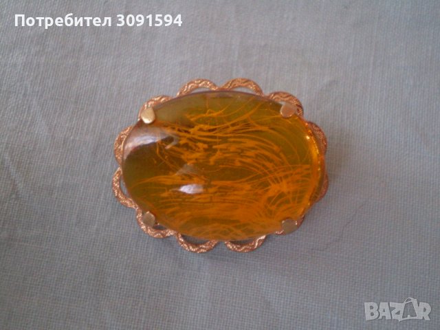 РЕТРО БРОШКА ВИНТИДЖ БИЖУ ТОПЕН  КЕХЛИБАР СССР, снимка 11 - Антикварни и старинни предмети - 36847429