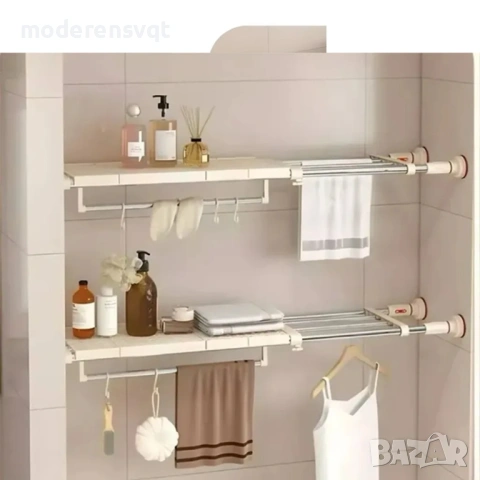 Разтегателен телескопичен разделител за рафтове на гардероб, регулируем 70-120 см, с вендуза, за раз, снимка 4 - Други стоки за дома - 53053466