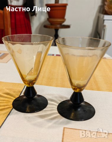 Две Старинни Царски Стъклени Чаши 30те г на 20в., снимка 2 - Антикварни и старинни предмети - 43207686