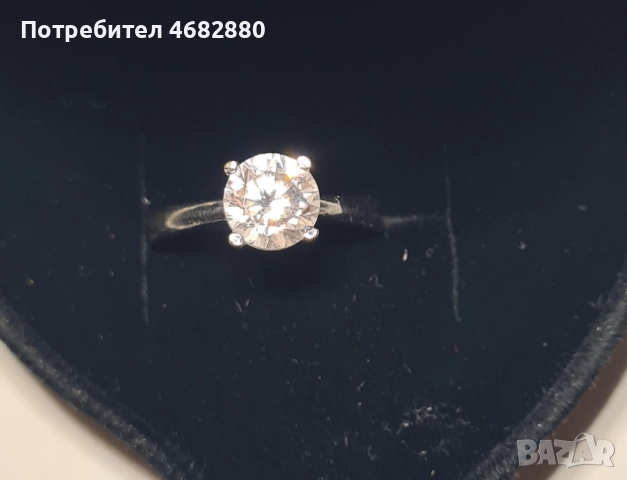 Стилен дамски пръстен с камък, бяло злато, снимка 3 - Пръстени - 52794591