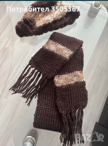 Ръчно плетени шал, шапка и лента за глава + ПОДАРЪК 8 шалчета , снимка 3 - Шапки - 43389947