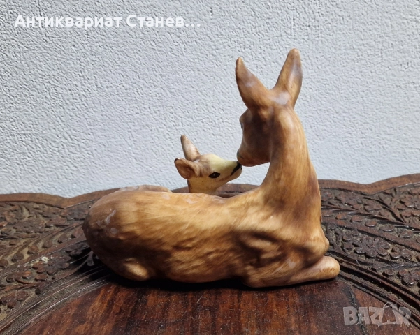 🦌 Порцеланова фигура „Сърна с малко“ – Goebel, W. Germany , снимка 5 - Колекции - 52869431