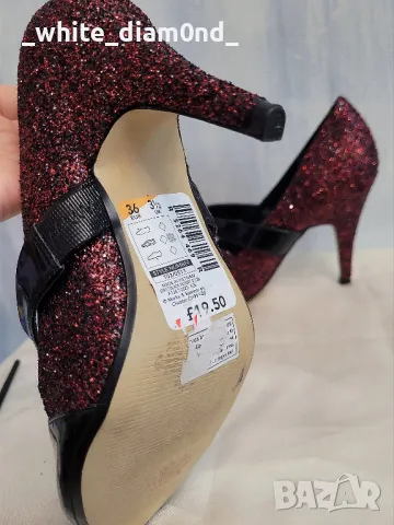 Бутикови дамски обувки бордо номер 36, снимка 2 - Дамски обувки на ток - 47430352