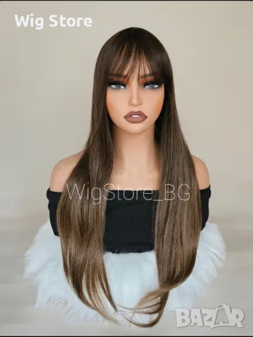 Тъмно кафява перука с бретон, снимка 1