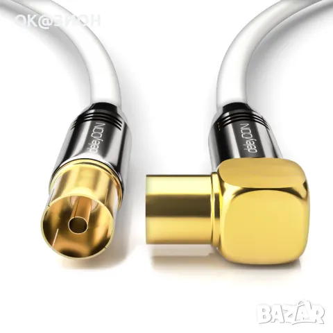 deleyCON 7,5 м (24,61 фута) ТВ антенен кабел Коаксиален кабел Позлатен конектор 1x 90° ъгъл 1x прав 