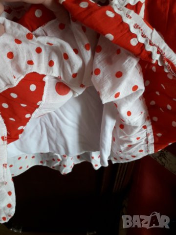 Дамска лятна пола на точки бяло и червено с подплата, снимка 6 - Поли - 29050052