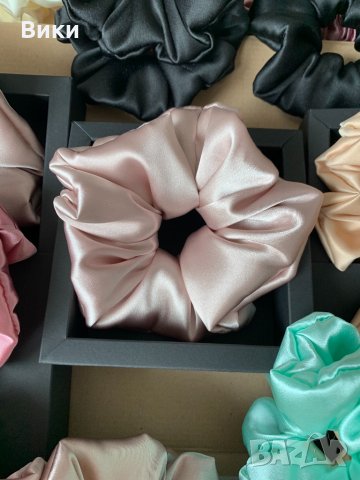 Скрънчета Скрънче Скрънчи за коса ластици за коса сатен, снимка 8 - Аксесоари за коса - 32639504