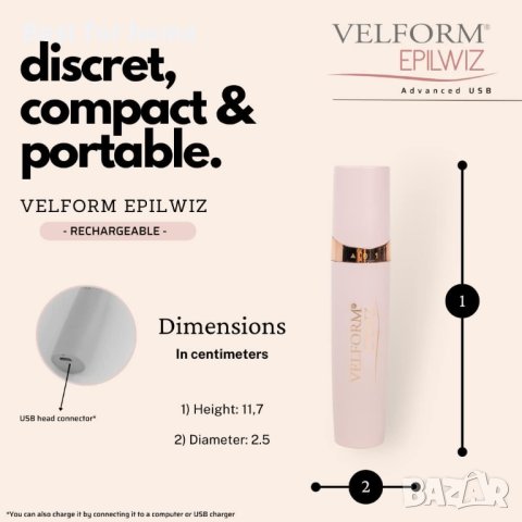 Velform Epilwiz, система за епилация с LED светлина, глава с 18-каратово позлатено покритие, снимка 4 - Епилатори - 43216468