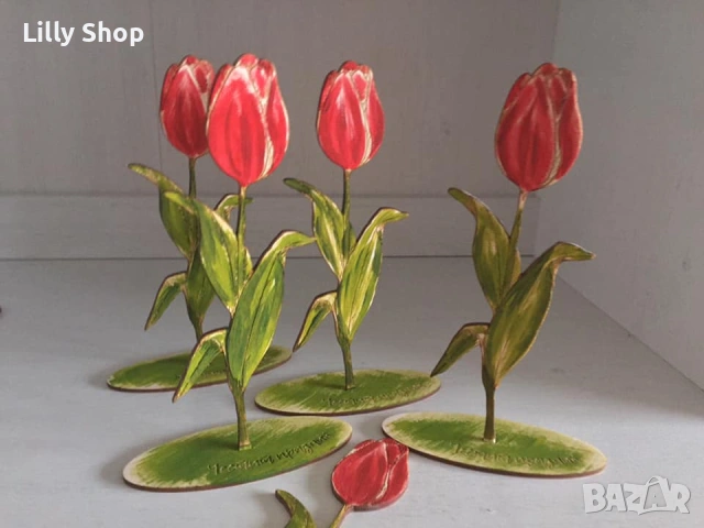 декоративни цветя от дърво, - лале, зюмбюл, минзухар, снимка 4 - Други - 53511769