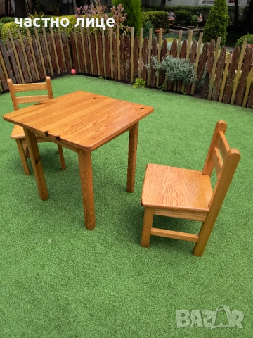 в Бургас -маса и стол детски от естествено дърво, снимка 3 - Мебели за детската стая - 51870357