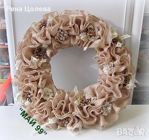 Венец от фино зебло с цветя и дантела