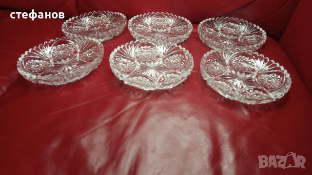 Кристални чинийки за ордьоври, мезета – 7 бр , снимка 3 - Чинии - 43542014
