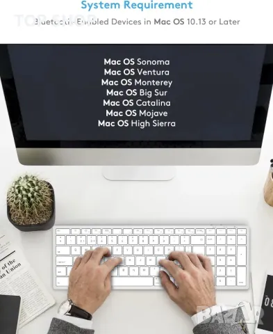 Безжична Bluetooth клавиатура Yivandi за Apple Mac OS – QWERTY оформление, ножични клавиши, снимка 7 - Клавиатури и мишки - 49546284