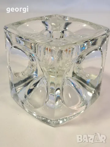 дизайнерски немски кристален свещник кубче лед 14/1, снимка 3 - Декорация за дома - 49396931