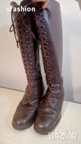 Дебели дамски ботуши, естествена кожа и вълна