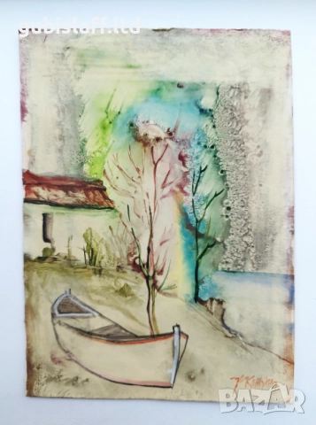 Картина, пейзаж, лодка, худ. Живко Кожухаров, снимка 2 - Картини - 51822452
