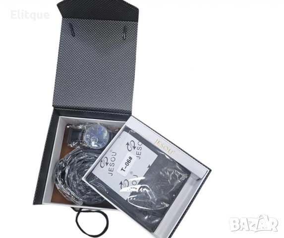 Стилен мъжки подаръчен комплект часовник,колан и портфейл, снимка 5 - Подаръци за мъже - 52839501